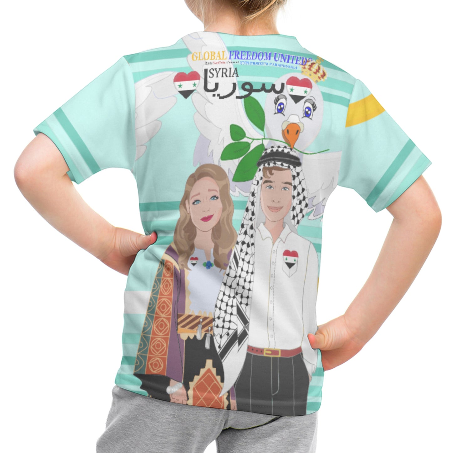 Kid´s T-shirt GLOBAL FREEDOM UNITED© Couple Syria Light Green