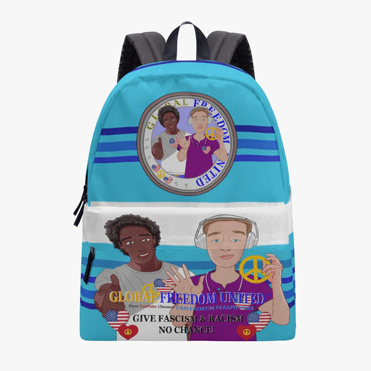 GLOBAL FREEDOM UNITED MEN ANTI FASCISM & RACISM OLD PEACE BLUE All-over-print Canvas Backpack