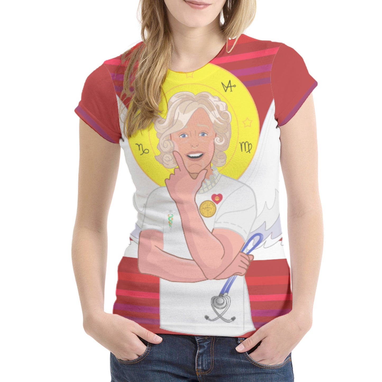 Women´s T-shirt 1 GLOBAL FREEDOM UNITED© Archangel Gabriel Croatia Red