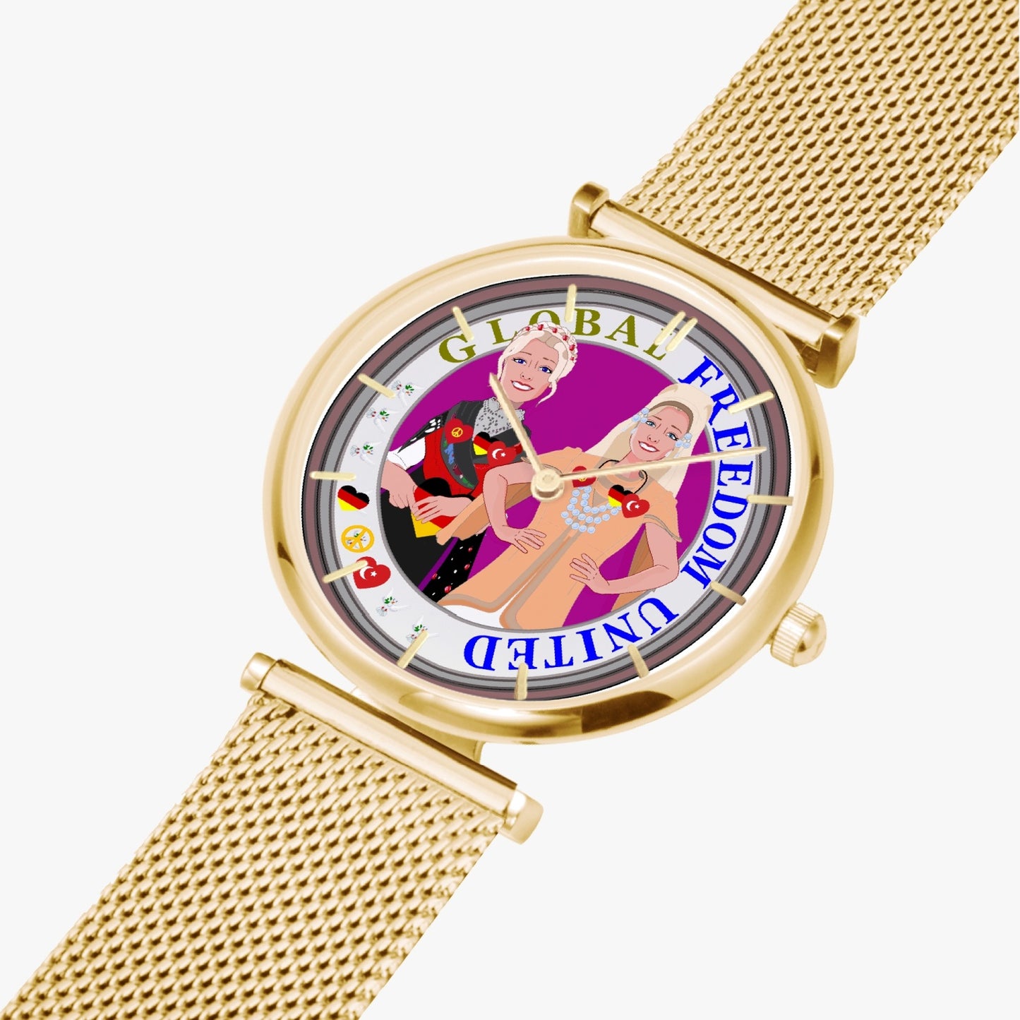 GLOBAL FREEDOM UNITED© New Stylish Ultra-Thin Quartz Watch (With Indicators) Women Turkey & Germany