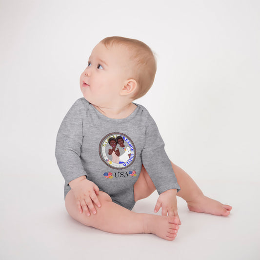 Baby Long-sleeve Bodysuit GLOBAL FREEDOM UNITED© Couple USA Afro American