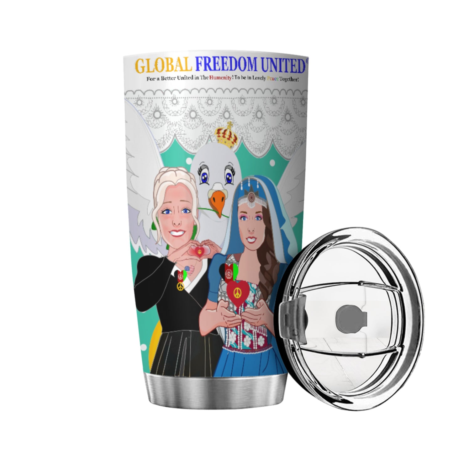 Tumbler GLOBAL FREEDOM UNITED© Women Afghanistan & USA Green