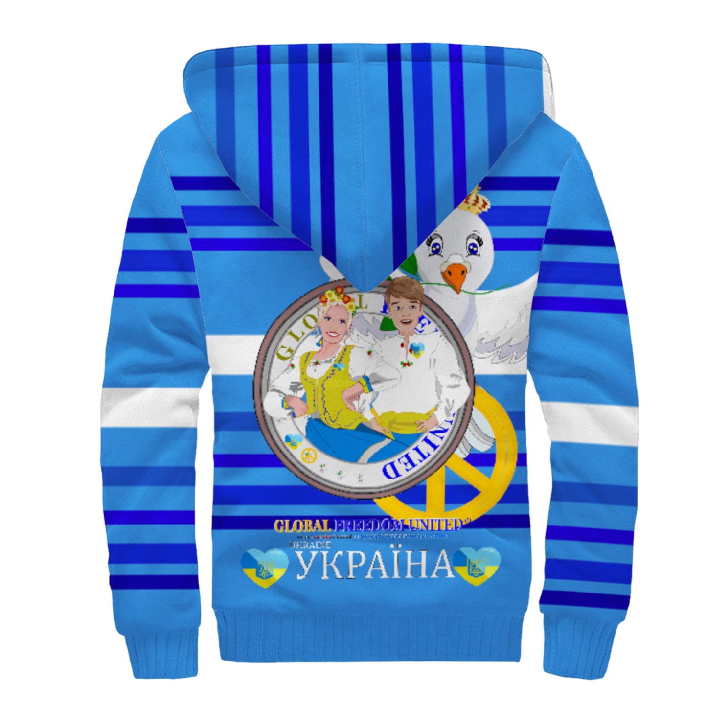 Plush Hoodie GLOBAL FREEDOM UNITED© Couple Ukrain Deep Blue