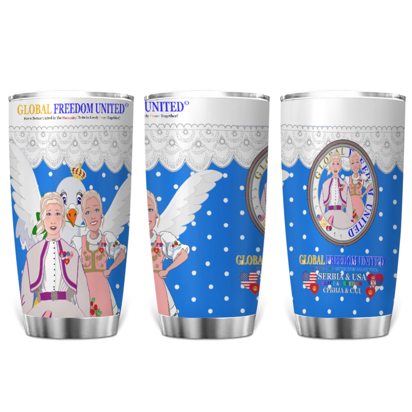 Tumbler 2 GLOBAL FREEDOM UNITED© Women Serbia & USA Blue