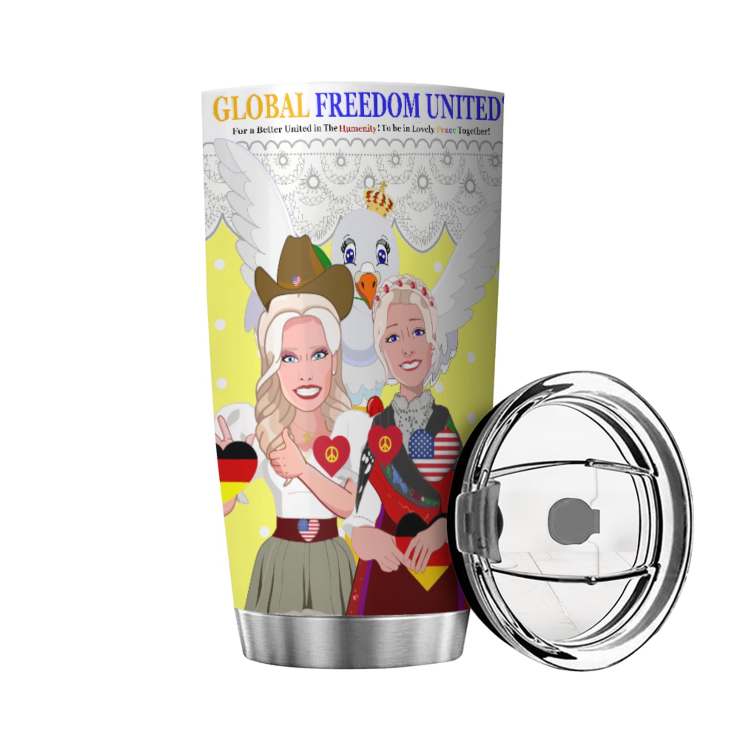 Tumbler GLOBAL FREEDOM UNITED© Women Germany & USA Yellow