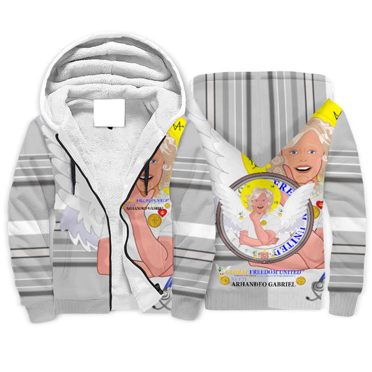 Plush Hoodie GLOBAL FREEDOM UNITED© Archangel Gabriel Croatia Grey