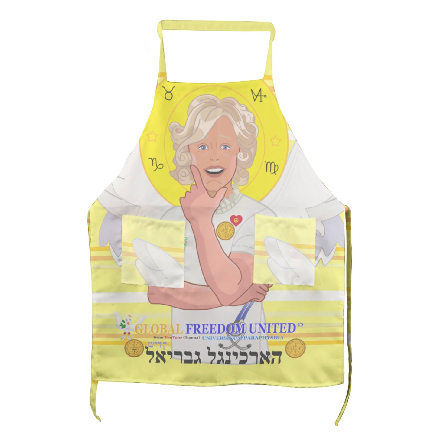 Apron GLOBAL FREEDOM UNITED© Archangel Gabriel Hebrew  Yellow