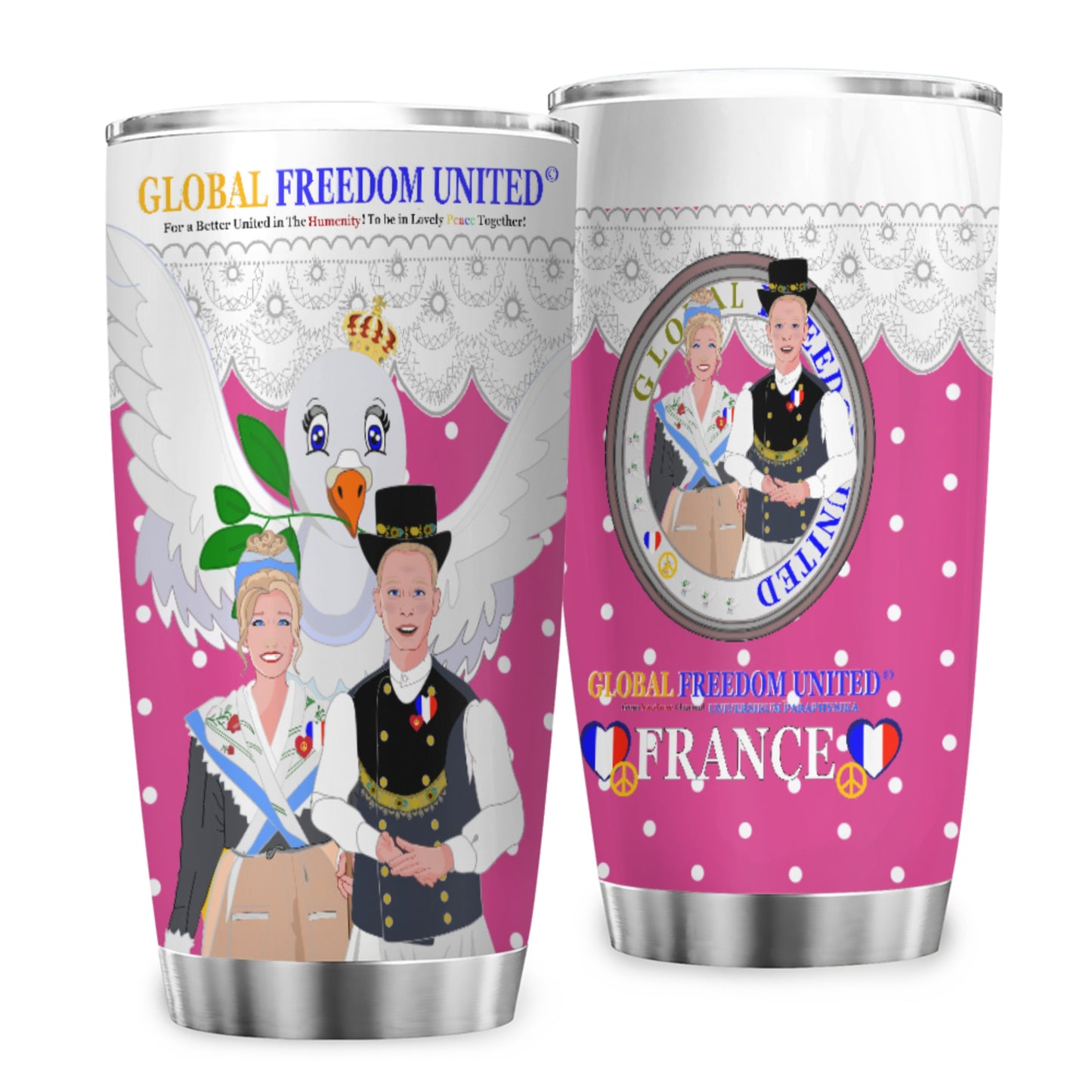 Tumbler GLOBAL FREEDOM UNITED© Couple French Pink2