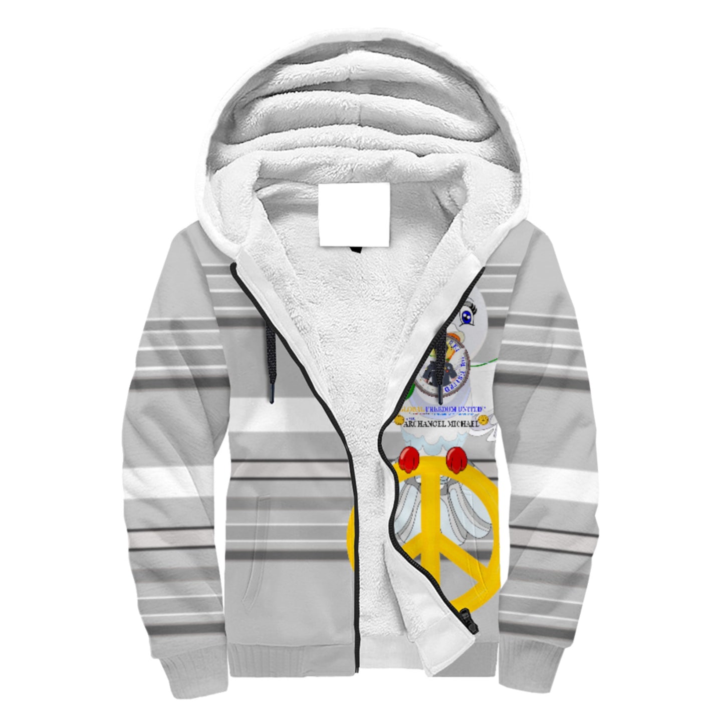Plush Hoodie GLOBAL FREEDOM UNITED© Archangel Michael As Policemen Deep Grey