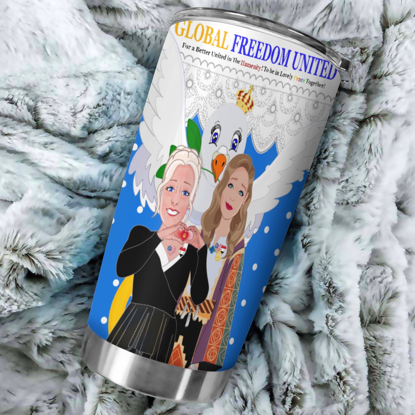 Tumbler GLOBAL FREEDOM UNITED© Women Syria & USA Blue