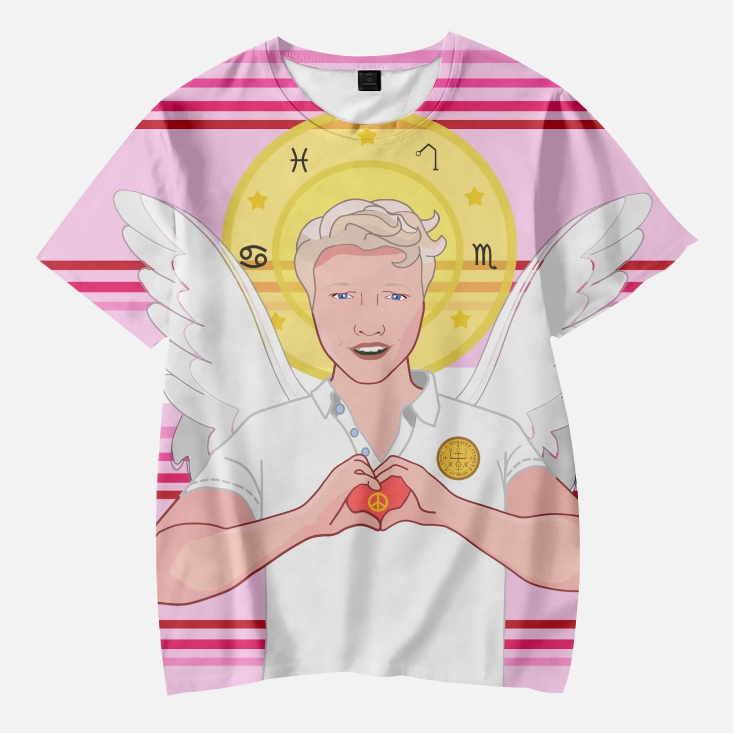 AOP Kids' Short T-Shirts  GLOBAL FREEDOM UNITED ARCHANGEL RAPHAEL GERMAN PINK2