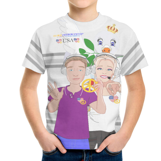 Kit´s T-shirt GLOBAL FREEDOM UNITED© Couple USA Wight American Grey