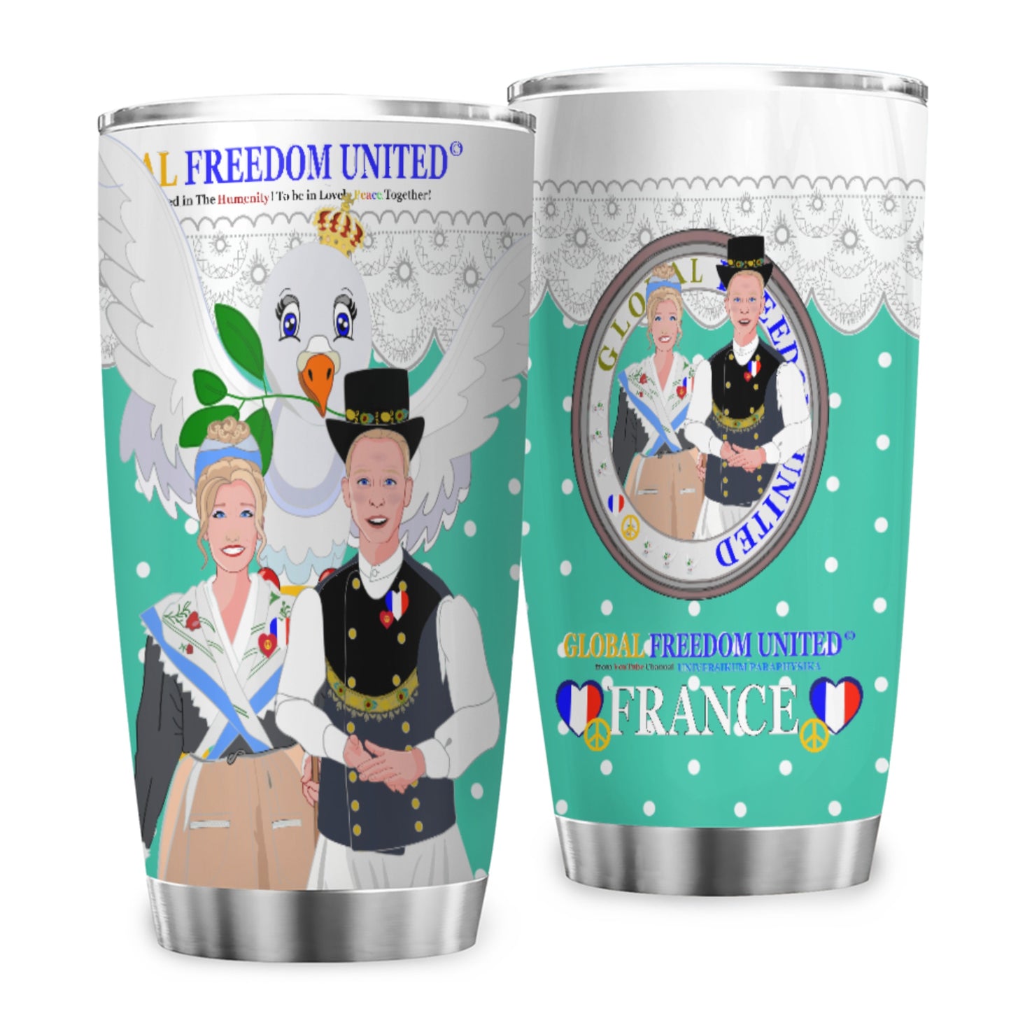 Tumbler GLOBAL FREEDOM UNITED© Couple French Green