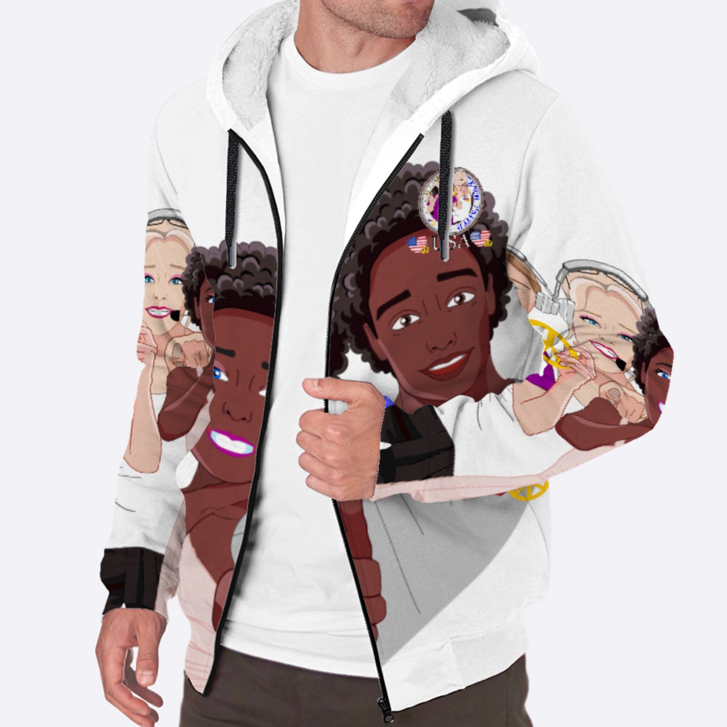 Plush Hoodie GLOBAL FREEDOM UNITED© Couple USA Big Edition