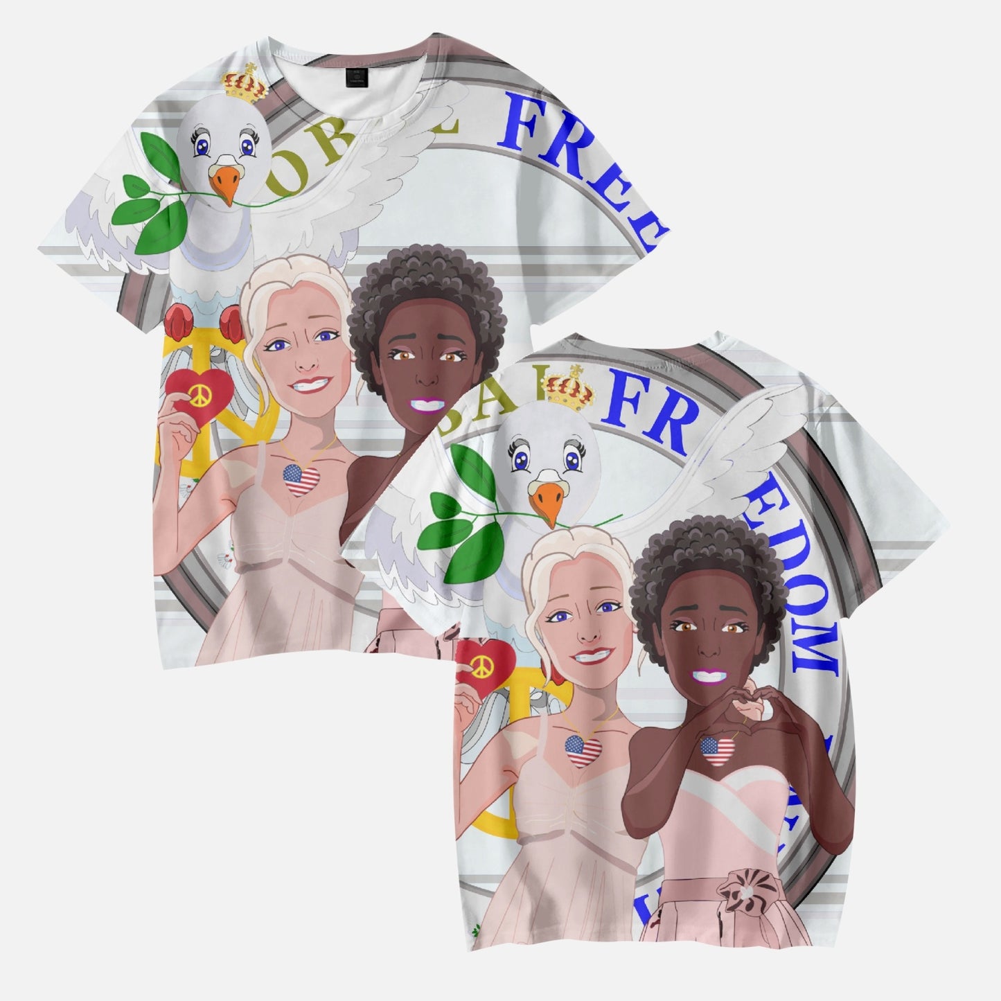 Kids' Short T-Shirts GLOBAL FREEDOM UNITED ANTI FASHISM & RACISM GIRL WIGHT