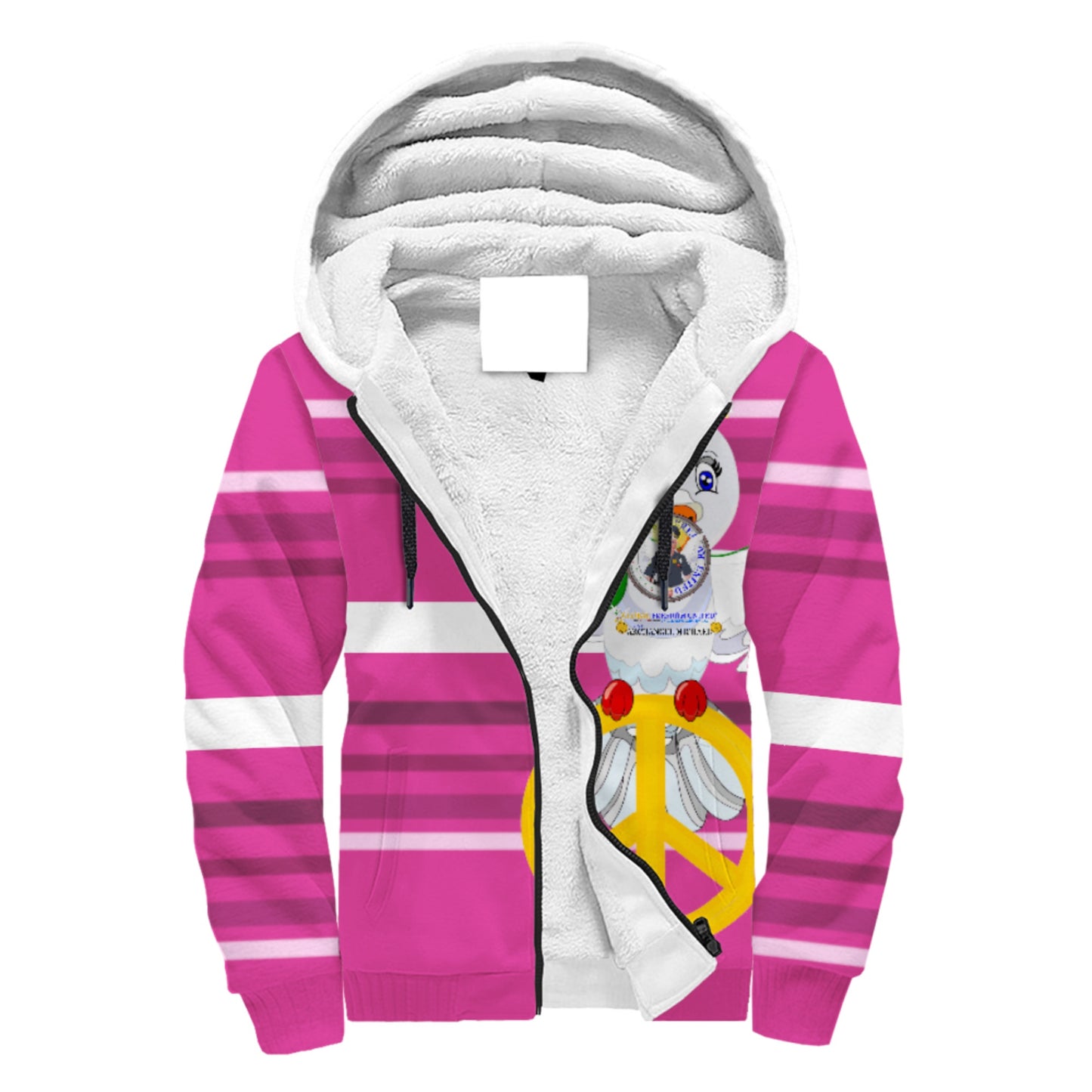 Plush Hoodie GLOBAL FREEDOM UNITED© Archangel Michael As Policemen Pink2