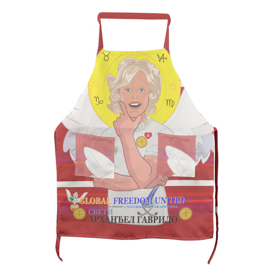 Apron GLOBAL FREEDOM UNITED© Archangel Gabriel Serbia Red