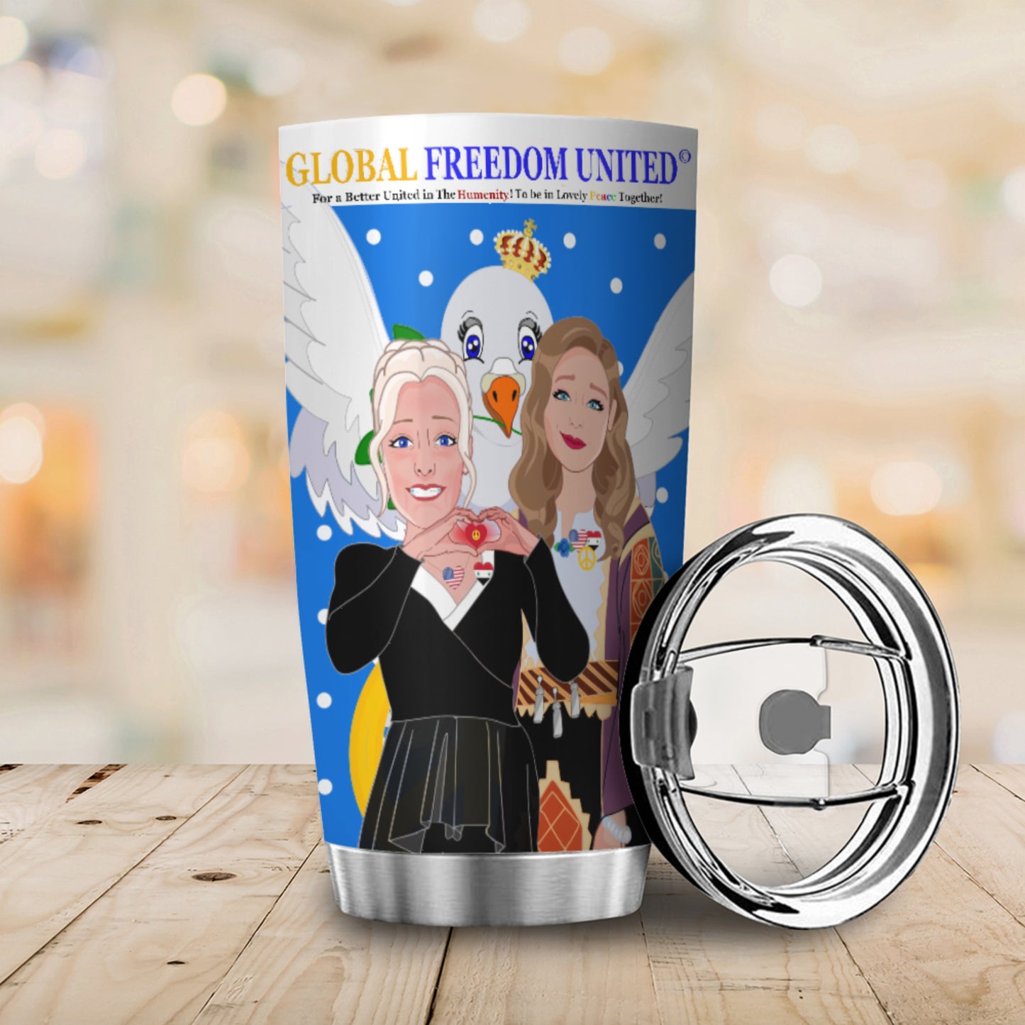 Tumbler GLOBAL FREEDOM UNITED© Women Syria & USA Blue