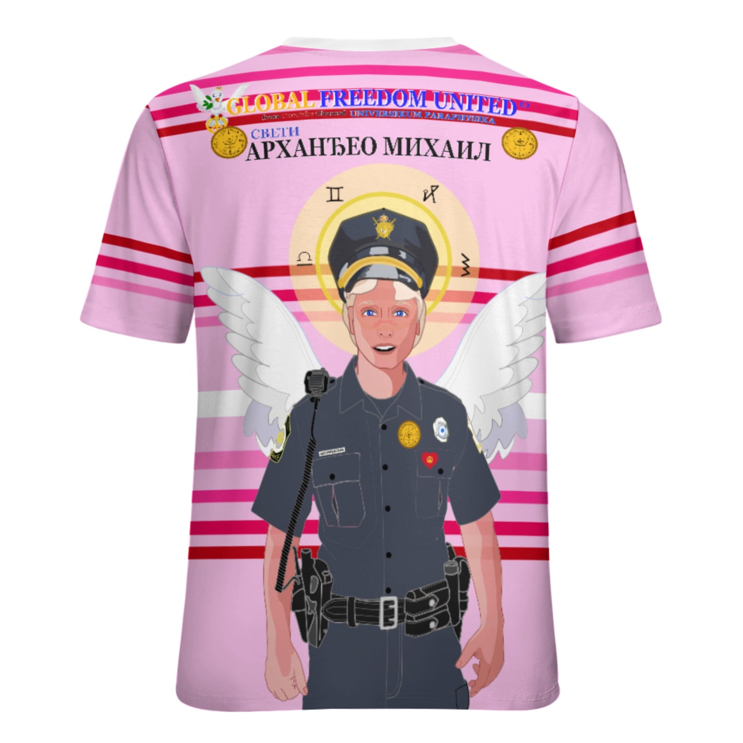 Women´s T-shirt  GLOBAL FREEDOM UNITED© Archangel Michael Serbia V4 Pink1