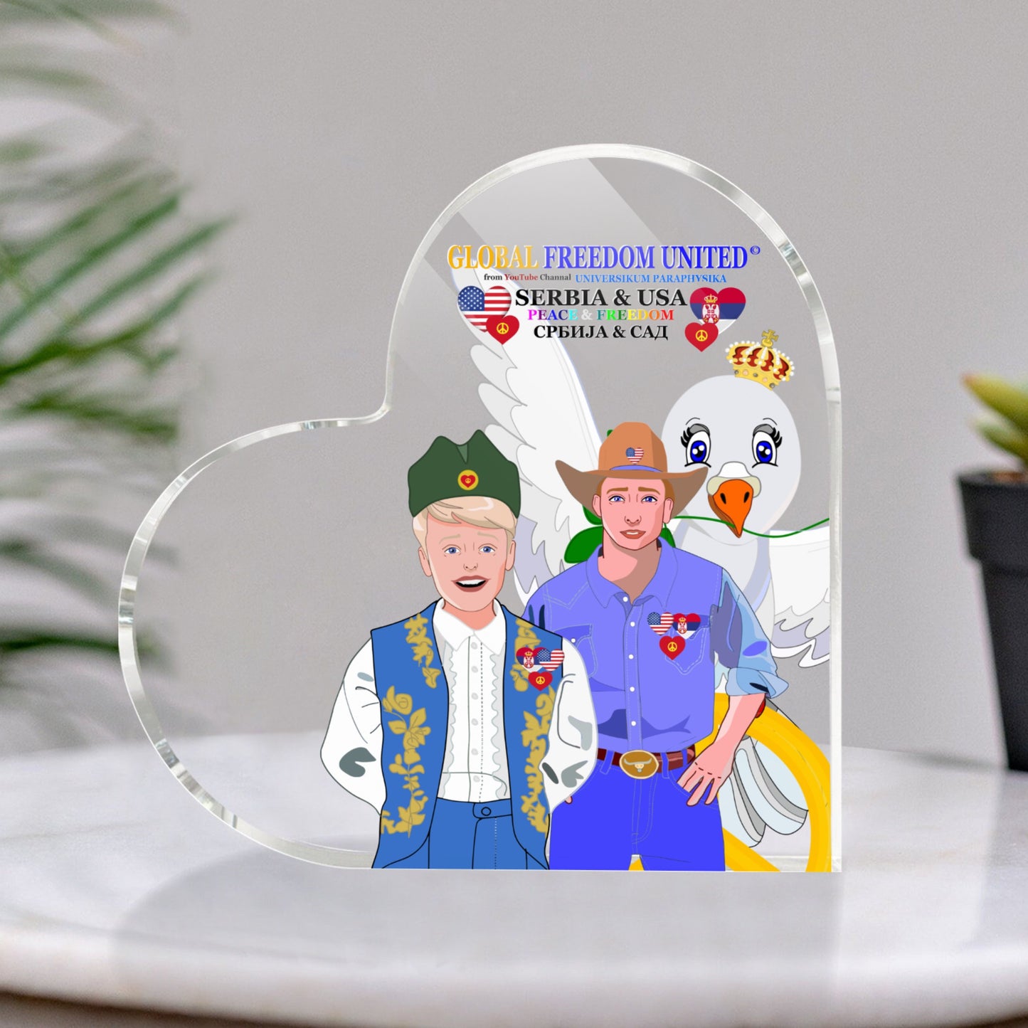 Acryl Heart Mouse Pad GLOBAL FREEDOM UNITED© Men Serbia & USA