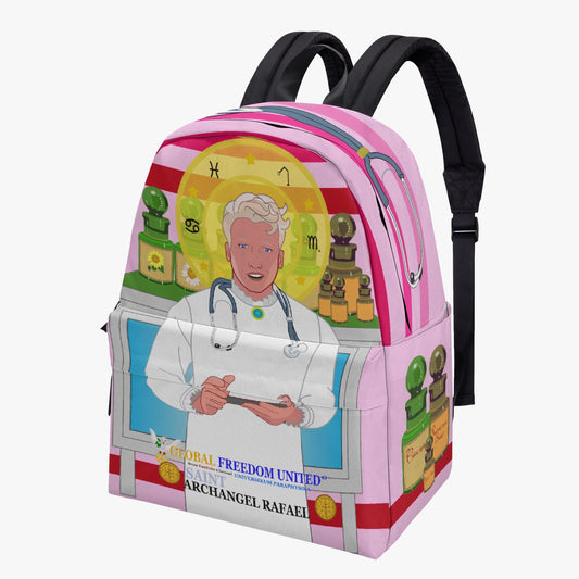 GLOBAL FREEDOM UNITED© Archangel Rafael as Doc English Pink1 - All-over-print Canvas Backpack