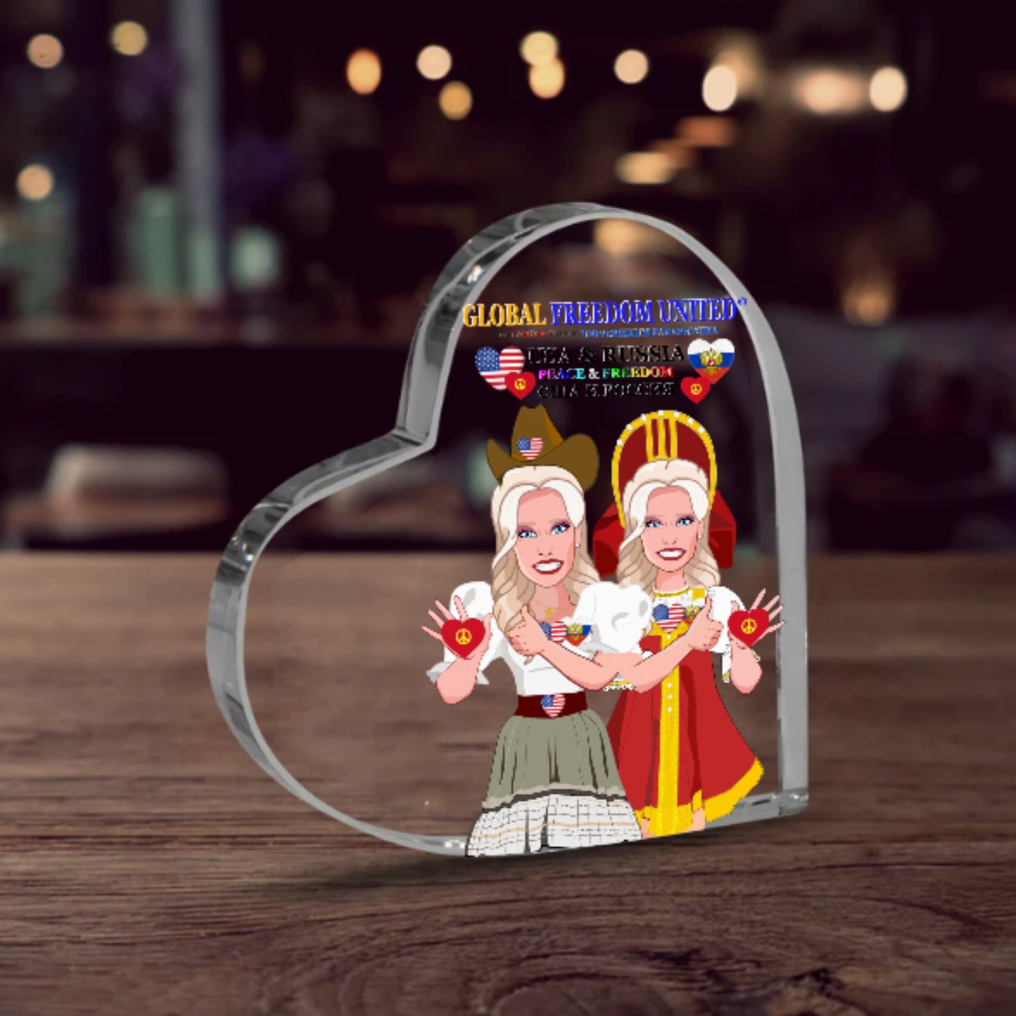 Acryl Heart GLOBAL FREEDOM UNITED© Men Russia & USA