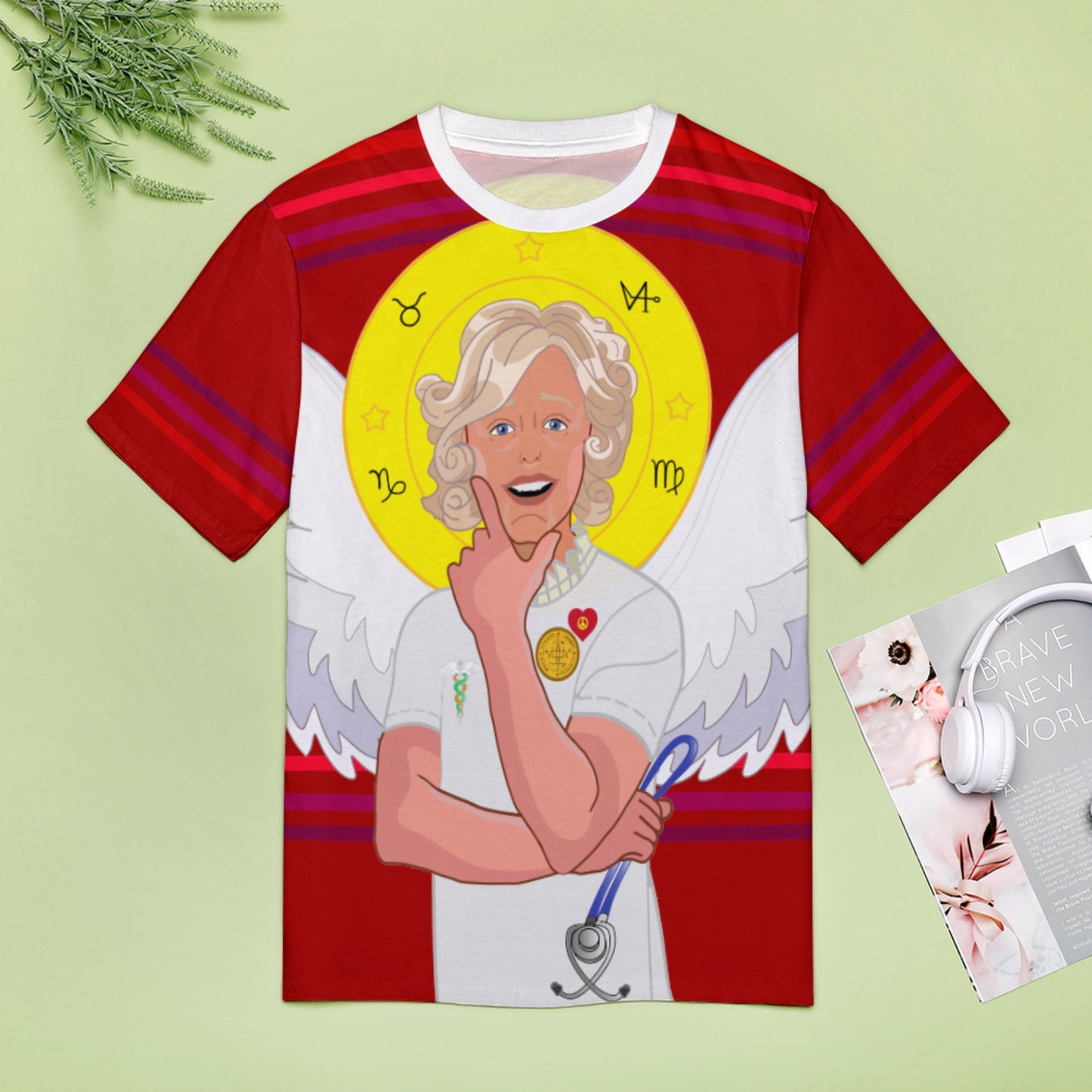 Women´s T-shirt 2 GLOBAL FREEDOM UNITED© Archangel Gabriel Croatia Red