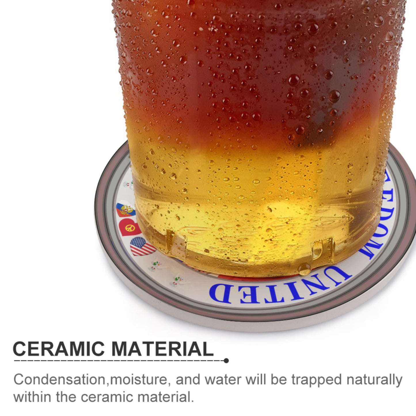 Ceramic Coasters GLOBAL FREEDOM UNITED© Men Russia & USA