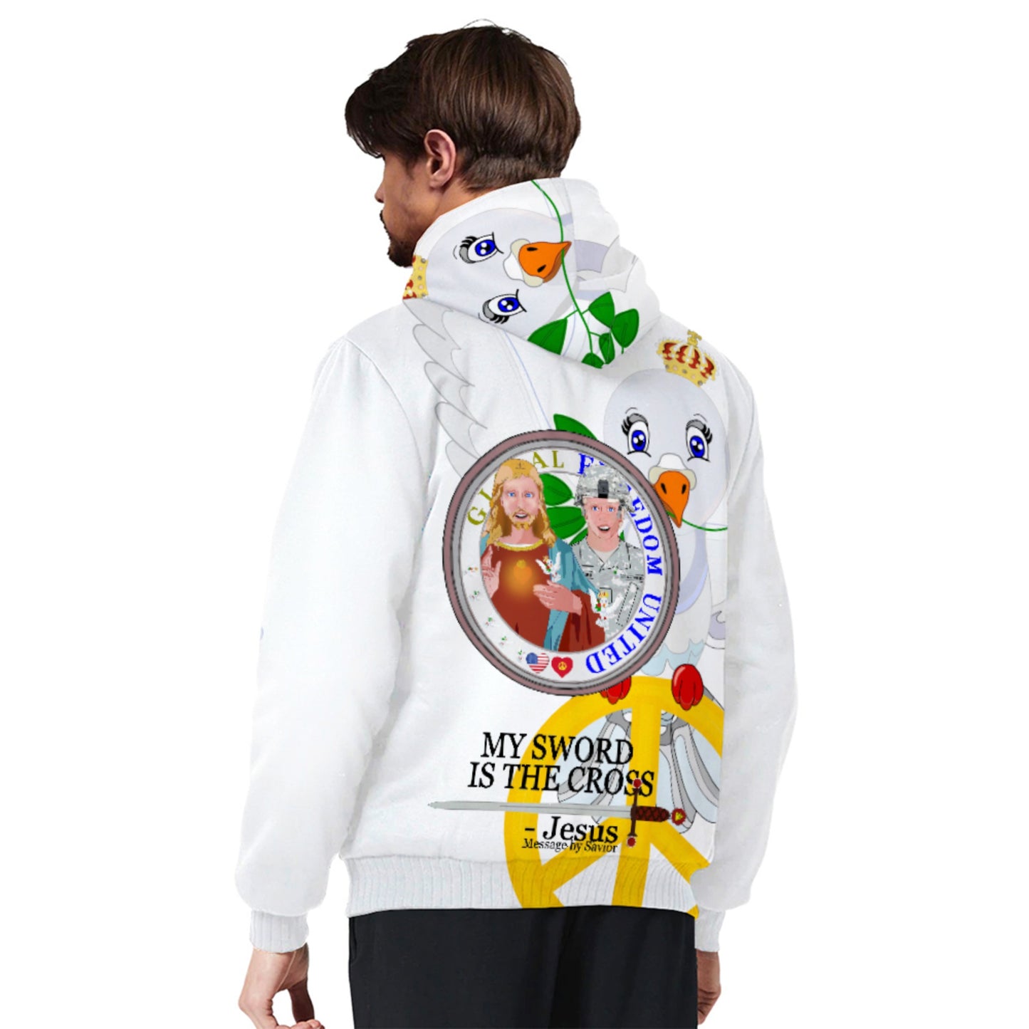 Hoodie Plush Wight  GLOBAL FREEDOM UNITED© Jesus My Sword Is My Cross