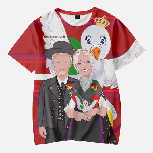 AOP Kids' Short T-Shirts GLOBAL FREEDOM UNITED COUPLE EDITION GERMANY V1 RED