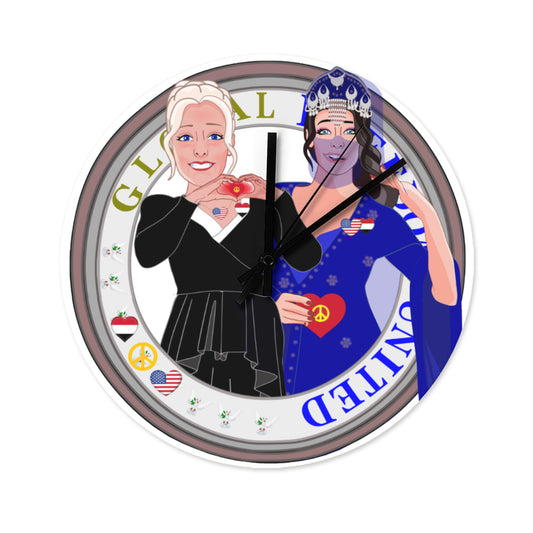 Wooden Wall Clock Without Scale GLOBAL FREEDOM UNITED© Women Yemen & USA