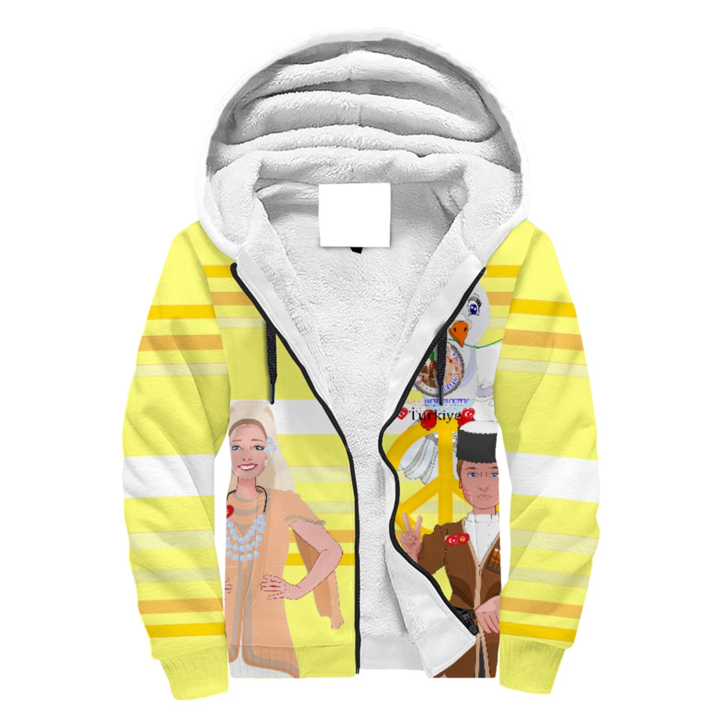 Plush Hoodie GLOBAL FREEDOM UNITED© Couple Turkey Yellow
