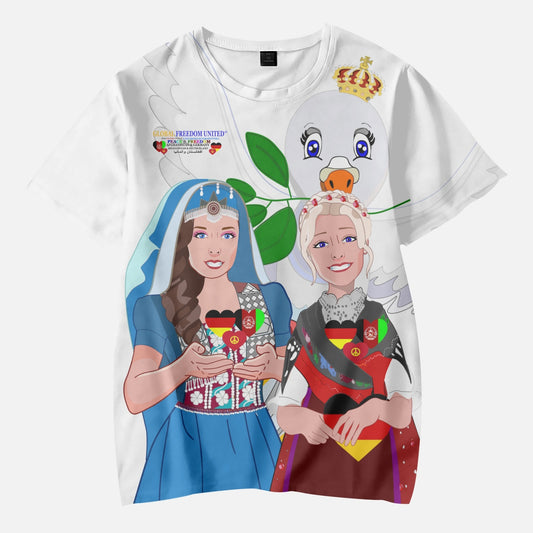 Short T-Shirts for Girls GLOBAL FREEDOM UNITED AFGHANISTAN & GERMANY V2 2
