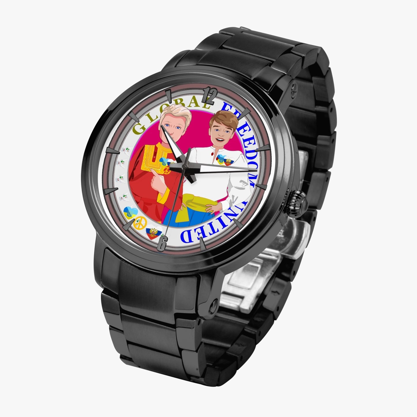 GLOBAL FREEDOM UNITED© New Steel Strap Automatic Watch (With Indicators) Men Russia & Ukrain