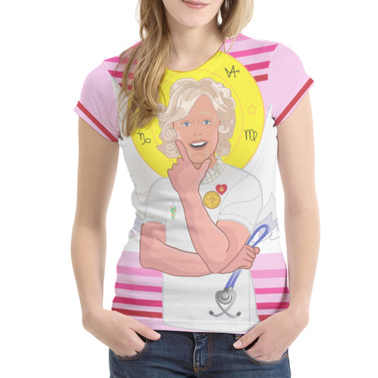 Women´s T-shirt 1 GLOBAL FREEDOM UNITED© Archangel Gabriel Croatia Pink1