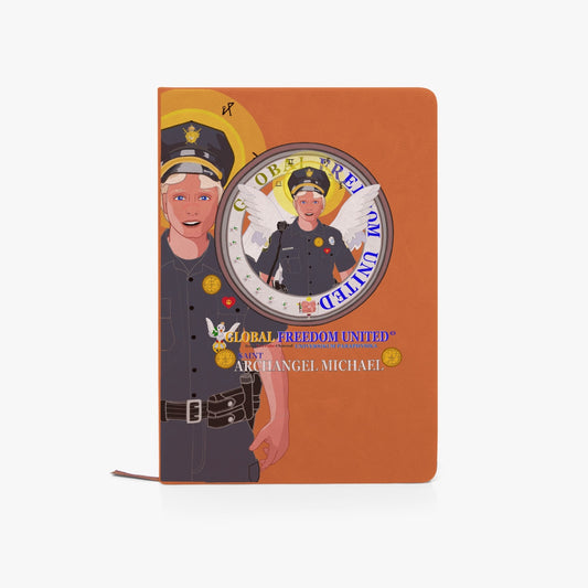PU Leather Journal Notebook GLOBAL FREEDOM UNITED© Archangel Michael Policemen 2