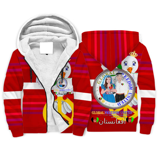 Plush Hoodie GLOBAL FREEDOM UNITED© Couple Afghanistan Red