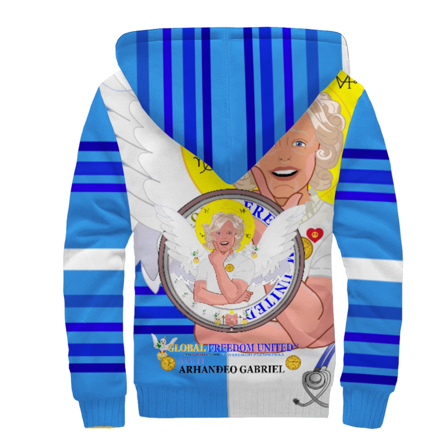 Plush Hoodie GLOBAL FREEDOM UNITED© Archangel Gabriel Croatia Deep Blue