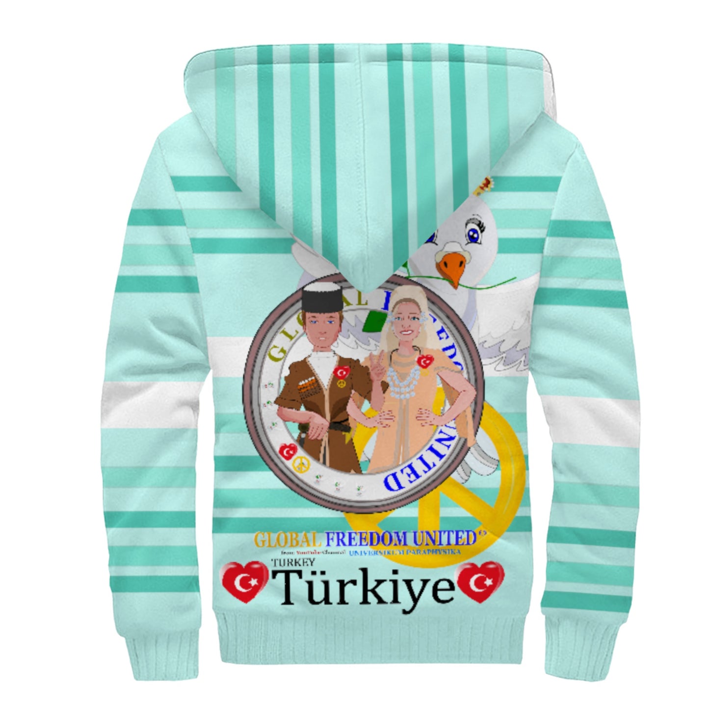 Plush Hoodie GLOBAL FREEDOM UNITED© Couple Turkey Light Green