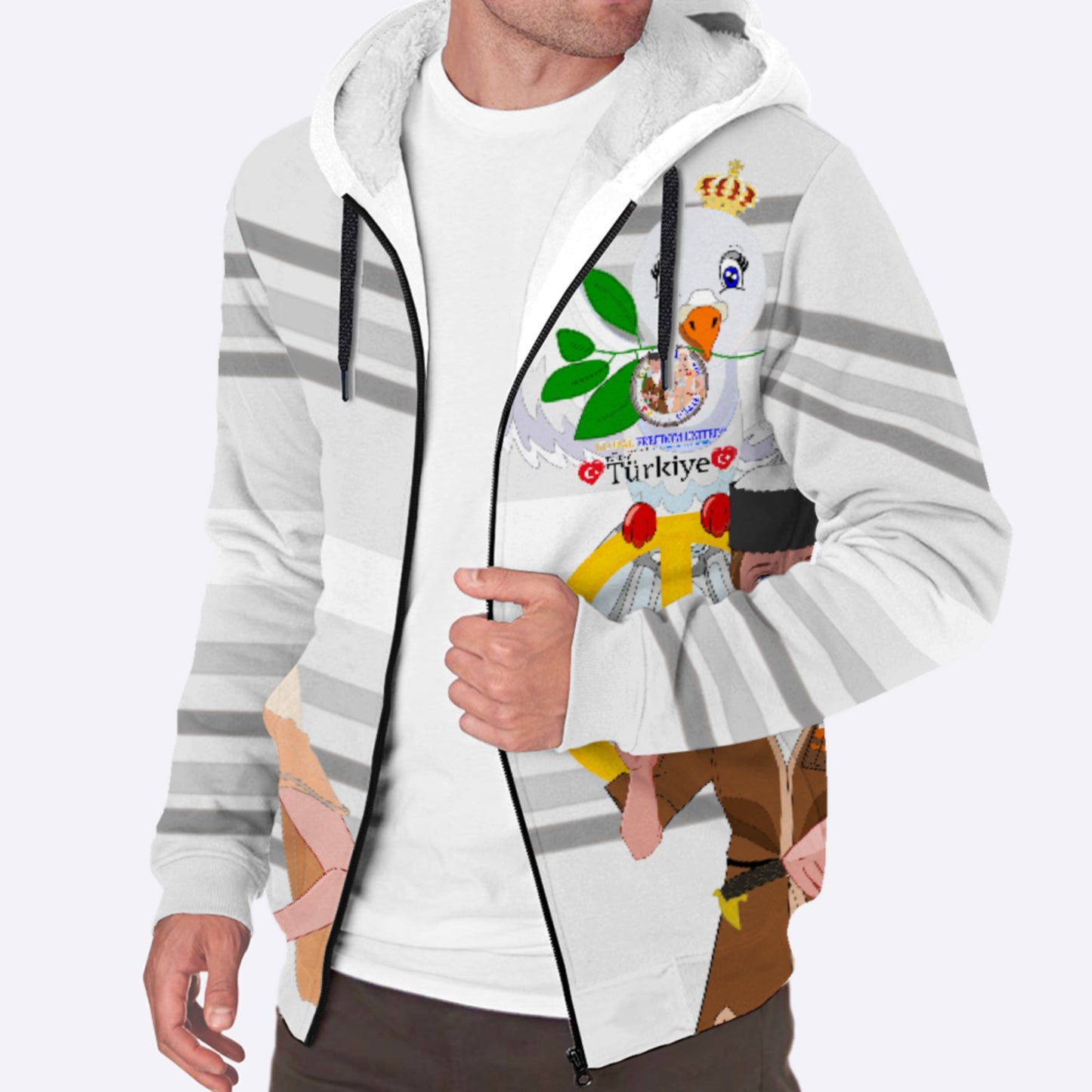 Plush Hoodie GLOBAL FREEDOM UNITED© Couple Turkey Grey