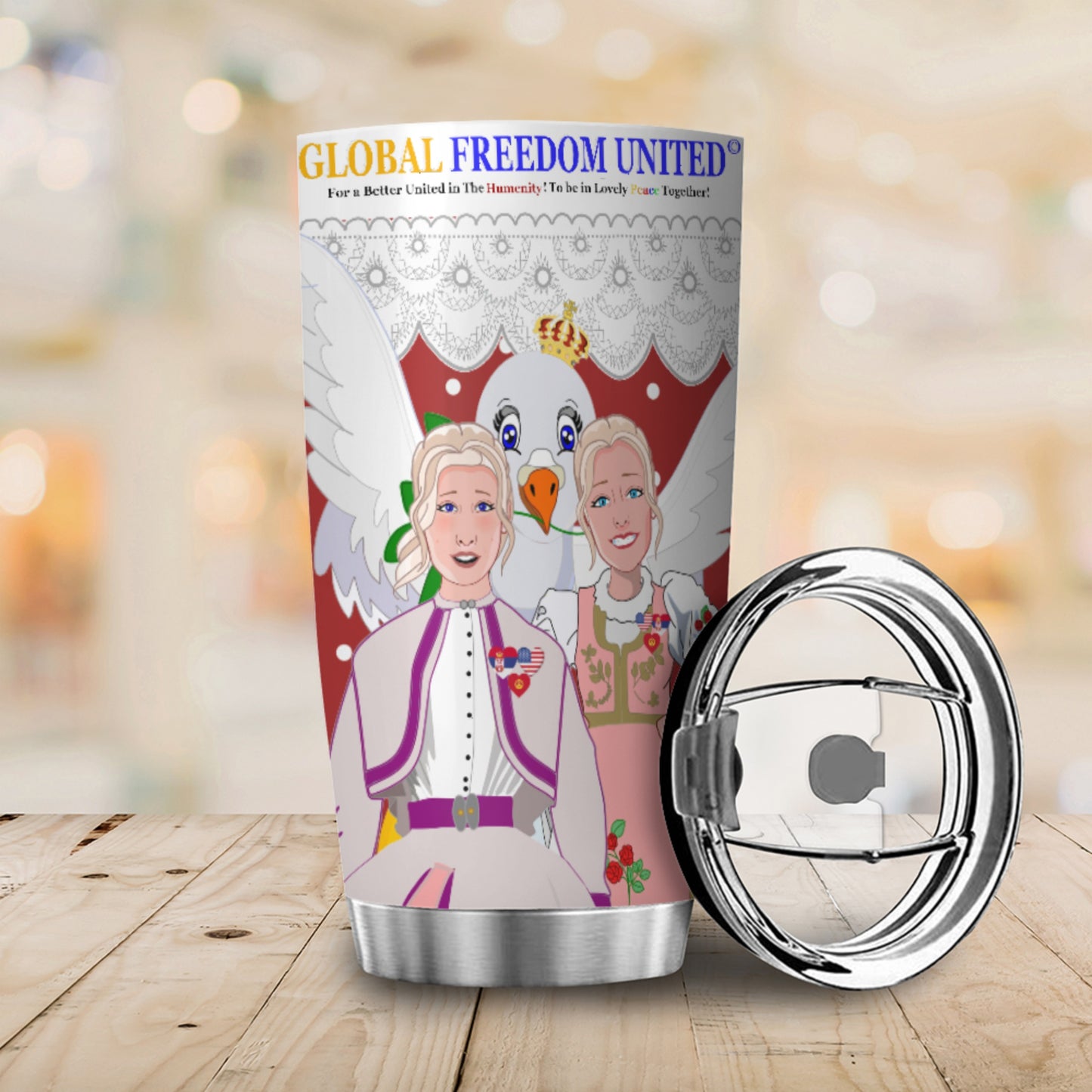 Tumbler 2 GLOBAL FREEDOM UNITED© Women Serbia & USA Red