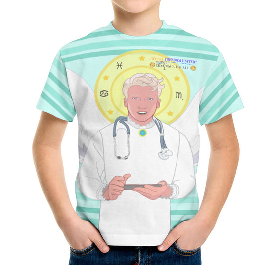 Kid´s T-shirt GLOBAL FREEDOM UNITED© Archangel Rafael German Light Green