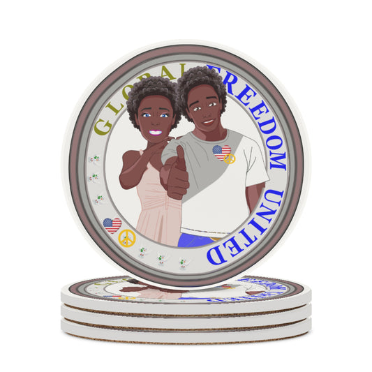 Ceramic Coasters GLOBAL FREEDOM UNITED© Couple USA Afro American