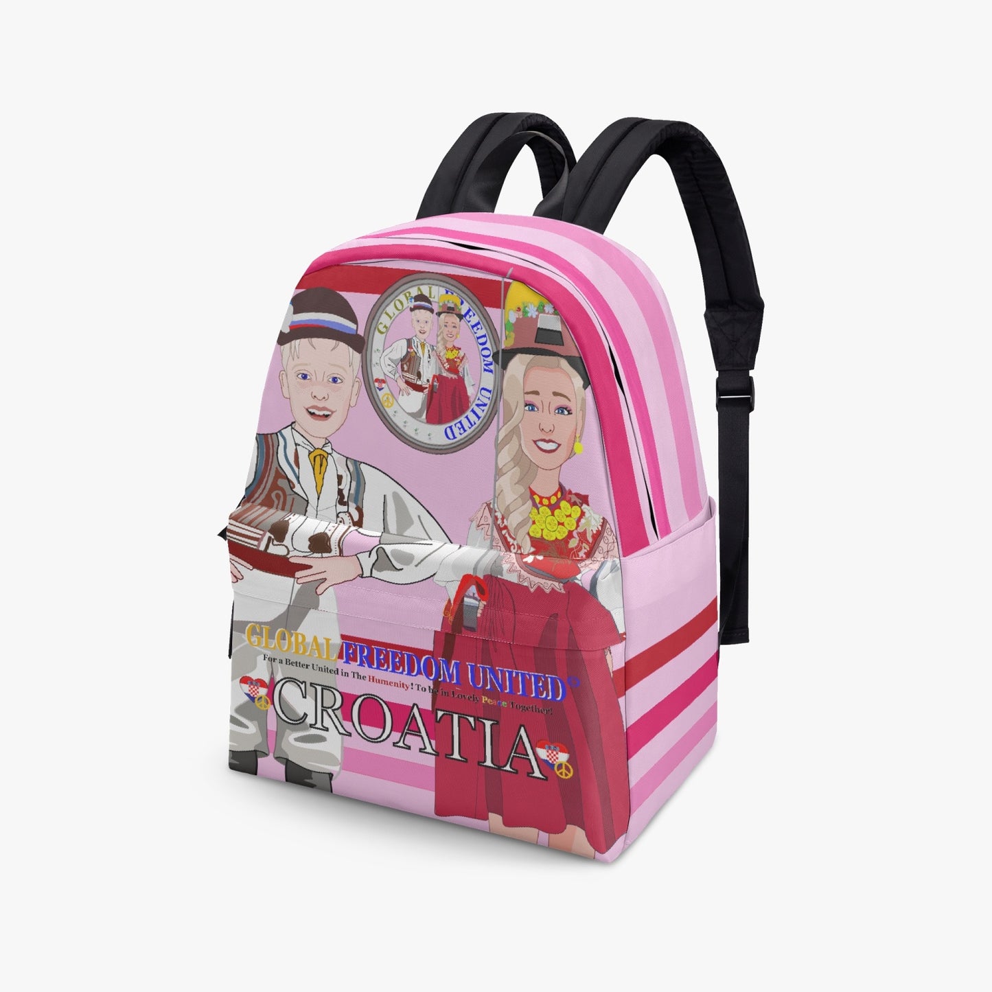 GLOBAL FREEDOM UNITED© COUPLE CROATIA Pink1 - All-over-print Canvas Backpack