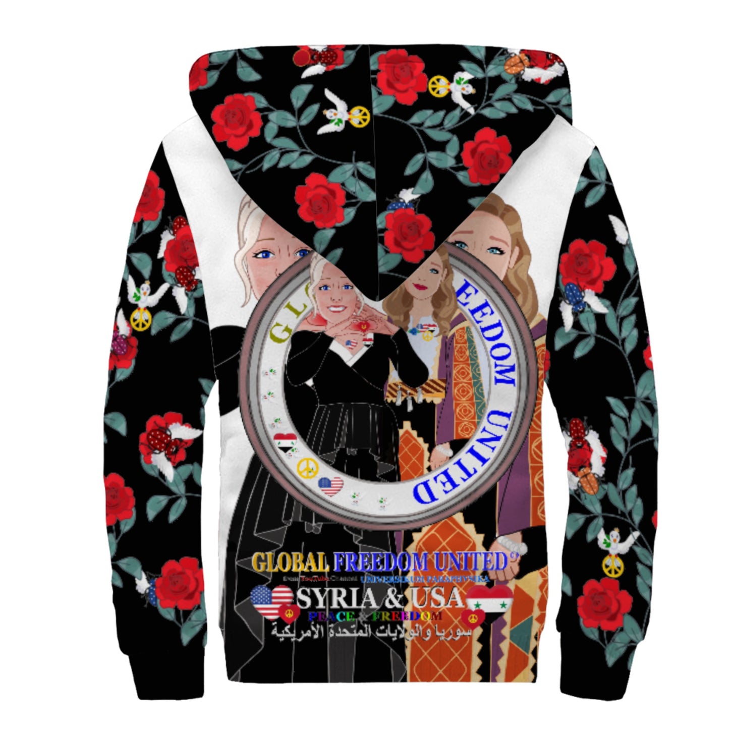 Plush Hoodie GLOBAL FREEDOM UNITED© Women Syria & USA Big
