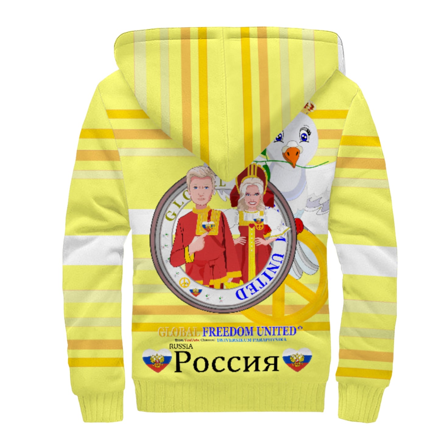 Plush Hoodie GLOBAL FREEDOM UNITED© Couple Russia Yellow