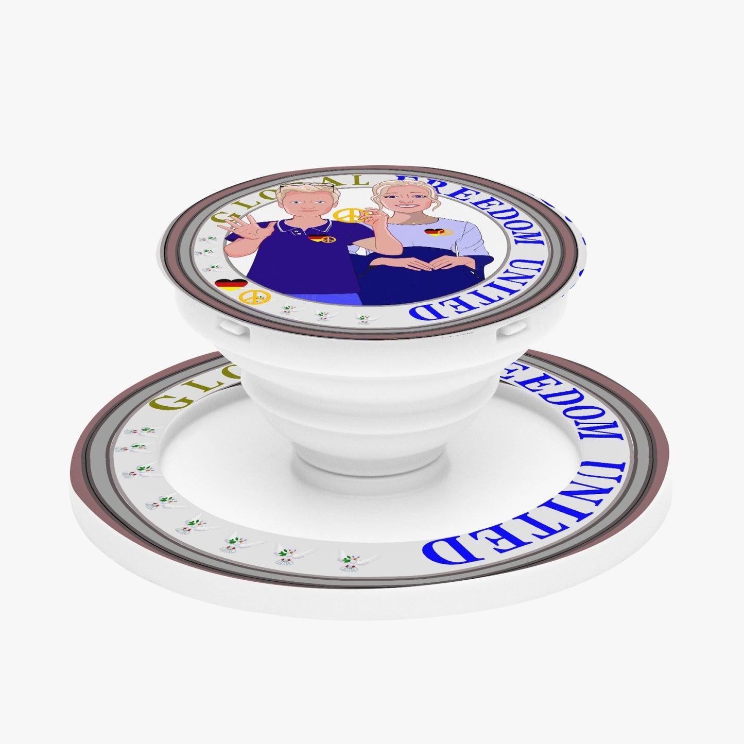 GLOBAL FREEDOM UNITED© Couple Germany V2 Magnetic Collapsible Grip And Stand