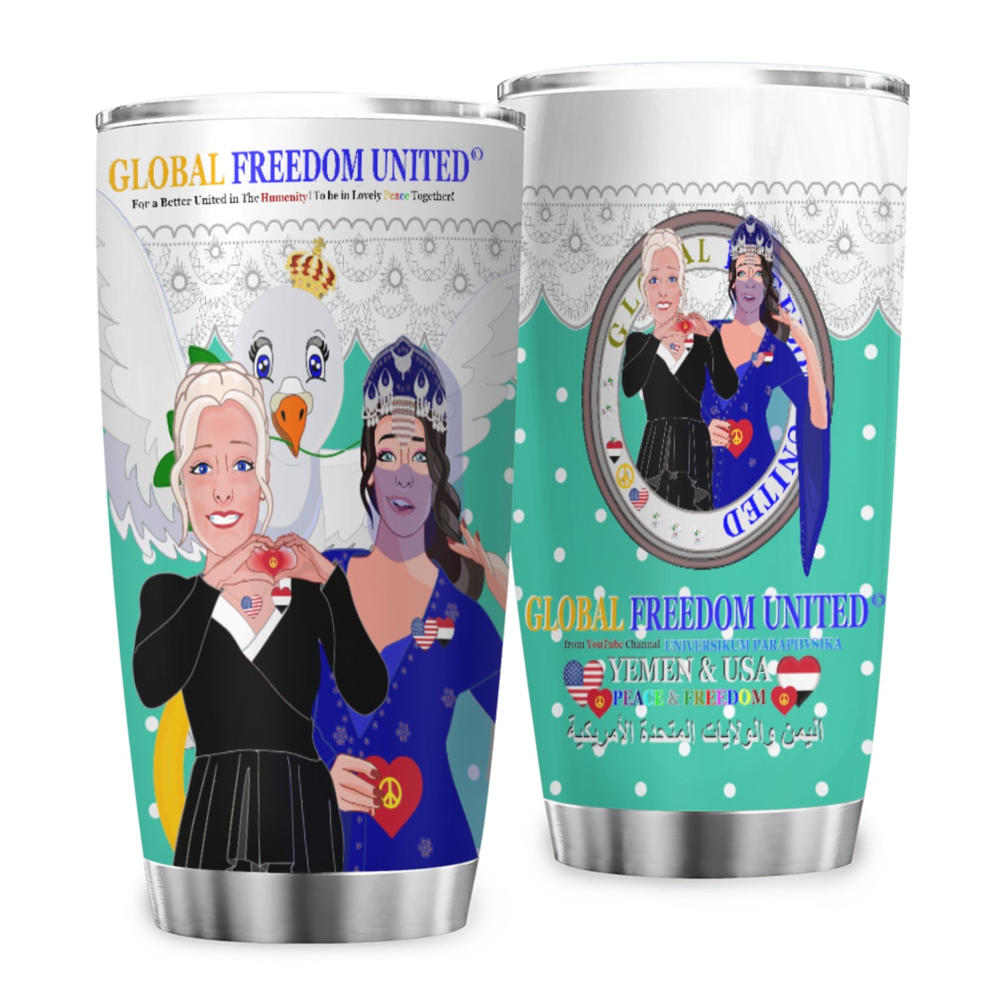 Tumbler GLOBAL FREEDOM UNITED© Women Yemen & USA Green