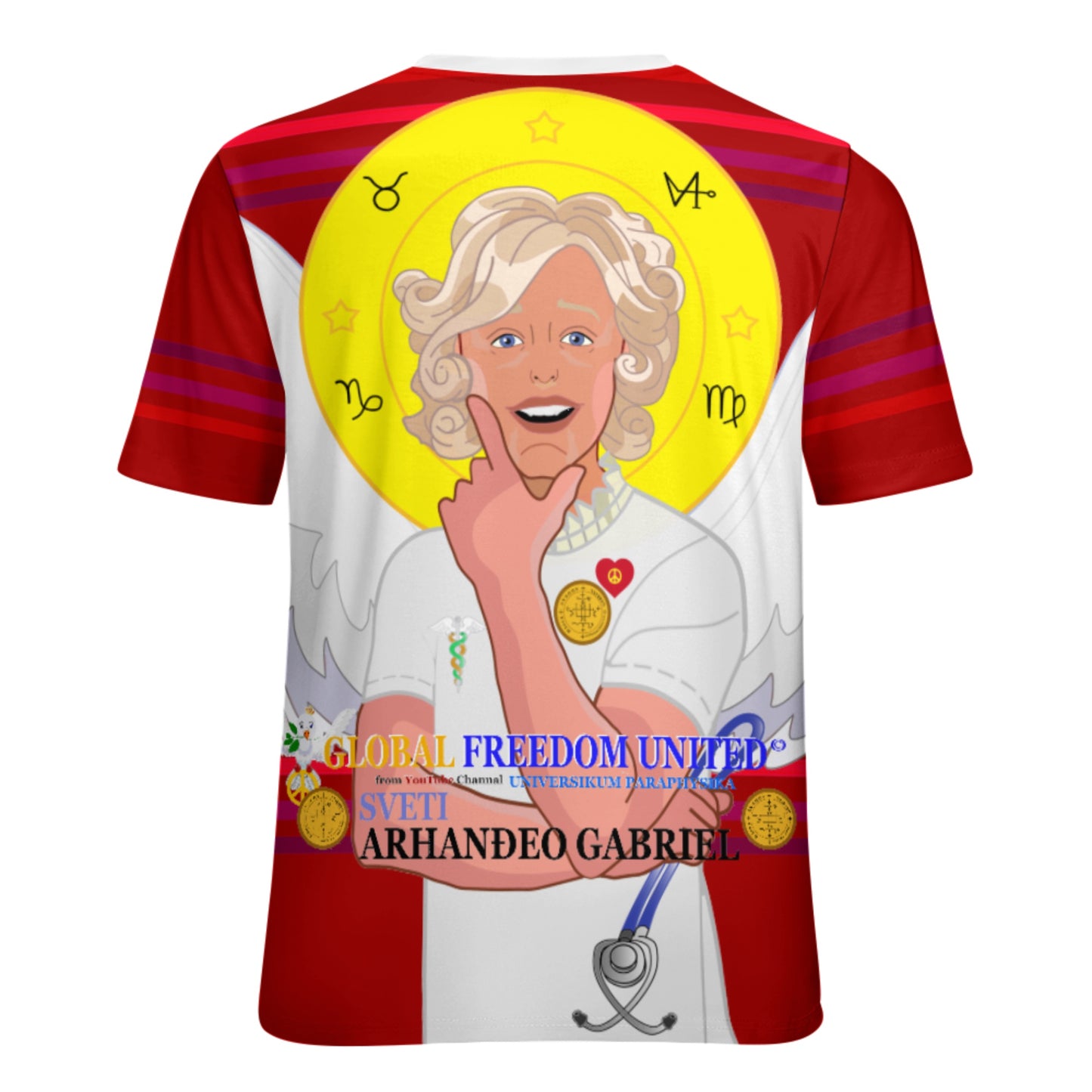 Women´s T-shirt 2 GLOBAL FREEDOM UNITED© Archangel Gabriel Croatia Red