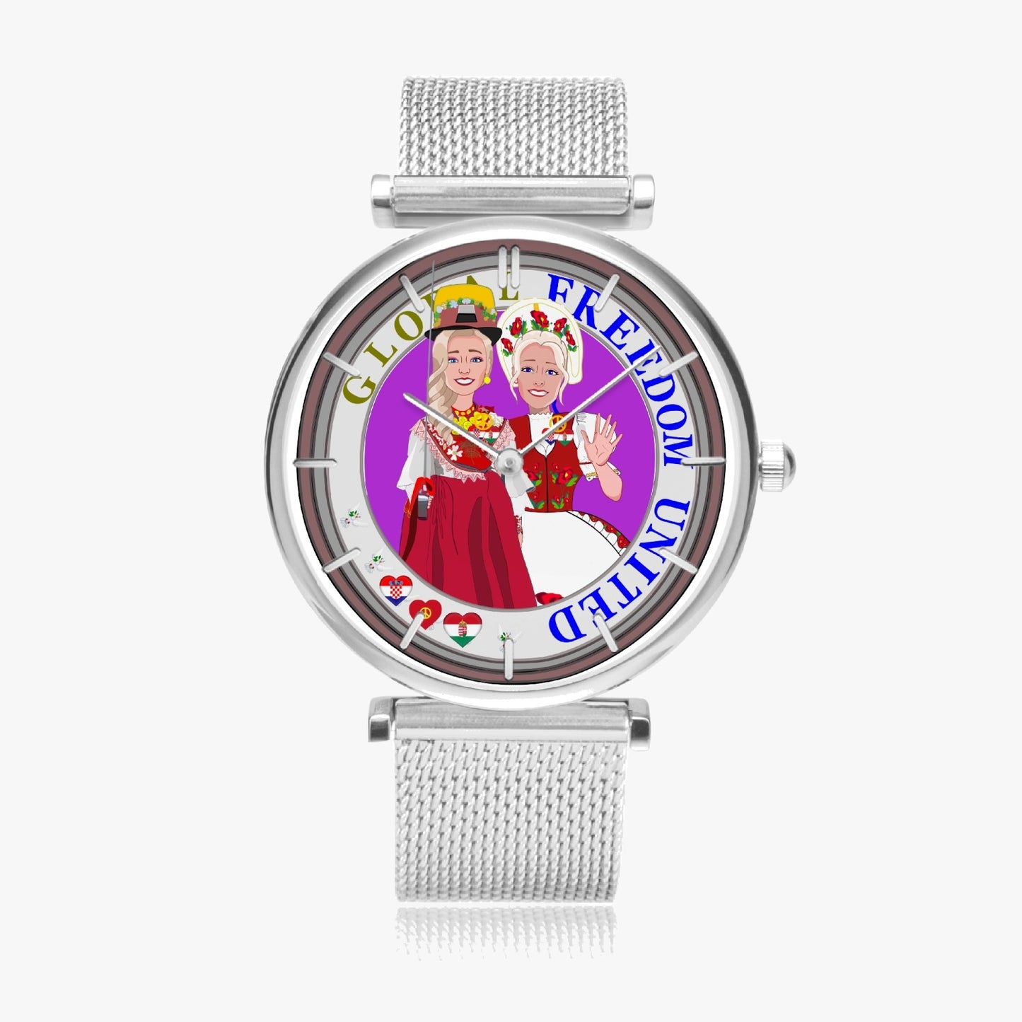 GLOBAL FREEDOM UNITED© New Stylish Ultra-Thin Quartz Watch (With Indicators) Women Croatia & Hungary